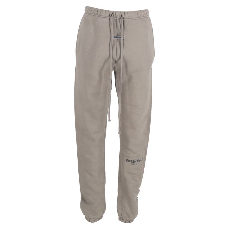 Fear Of God Essentials Logo Patch Sweatpants In Beige Cotton
